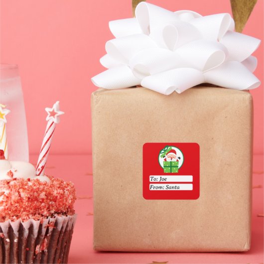 Cute From Santa Claus Green Custom Christmas  スクエアシール (パーティー)