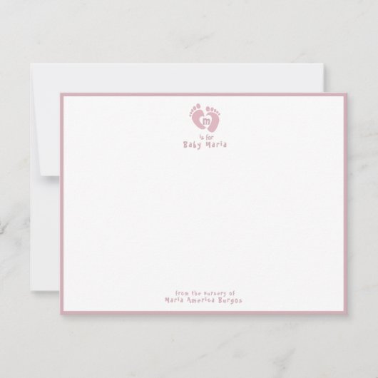 Cute From The Nursery of Pink Monogram ノートカード (正面)