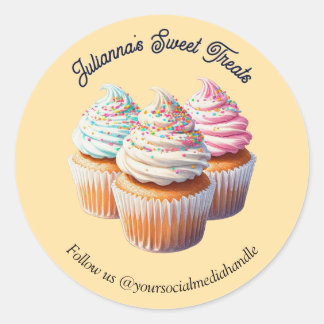 Cute Frosted Cupcake Bakery ラウンドシール