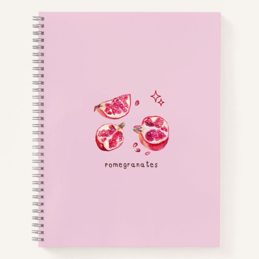 Cute fruit aesthetic pomegranate pink  ノートブック (正面)