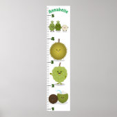 Cute fruit cartoon illustration growth chart ポスター (正面)