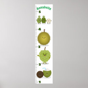 Cute fruit cartoon illustration growth chart ポスター