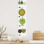 Cute fruit cartoon illustration growth chart ポスター (キッチン)
