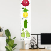 Cute fruit cartoon illustration growth chart ポスター (ホームオフィス)
