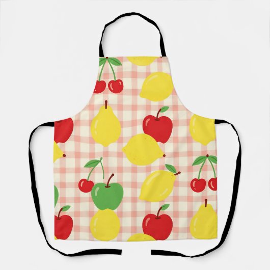 Cute Fruit Gingham Pattern エプロン (正面)