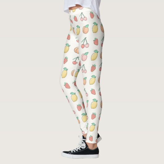 Cute Fruit Pattern Playful Summer Aesthetic レギンス (左)