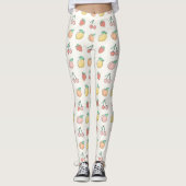 Cute Fruit Pattern Playful Summer Aesthetic レギンス (正面)