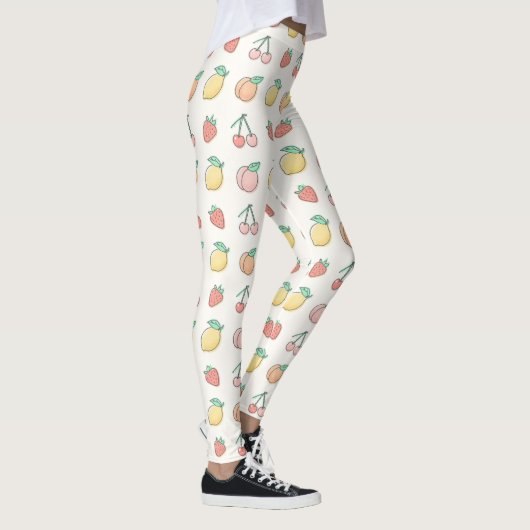 Cute Fruit Pattern Playful Summer Aesthetic レギンス (右)