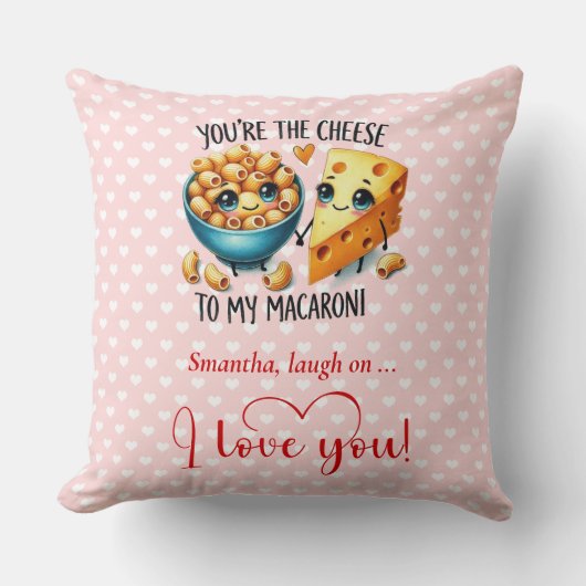 Cute Fruit Pun Custom Name Valentine Accent Pillow クッション (正面)