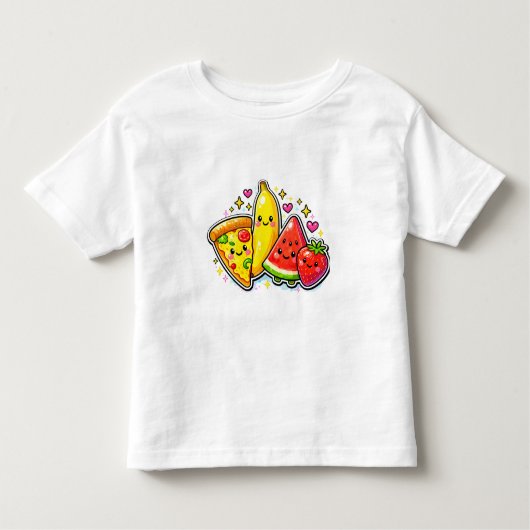 Cute Fruits and Pizza Y2K Toddler T-Shirt トドラーTシャツ (正面)