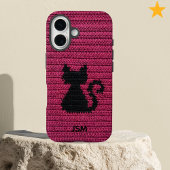 Cute Fuchsia Crochet Cat Custom Initial Monogram   Case-Mate iPhoneケース