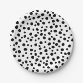 Cute Fun Black Dot Monochromatic Safari Pattern ペーパープレート (正面)