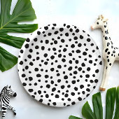 Cute Fun Black Dot Monochromatic Safari Pattern ペーパープレート