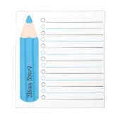 Cute Fun Blue Pencil Lined Personalized Teacher ノートパッド (正面)