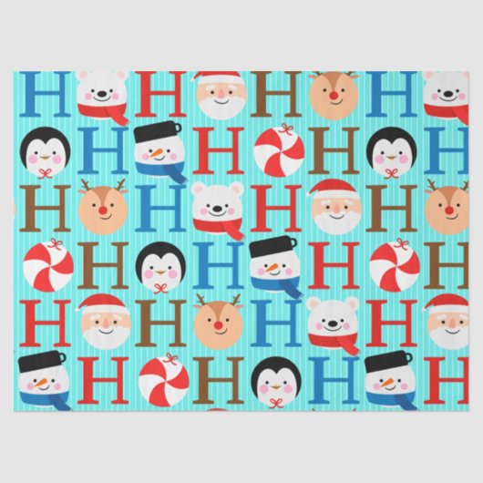 Cute Fun "Ho-Ho-Ho" Christmas Script Decoupage 薄葉紙 (正面)