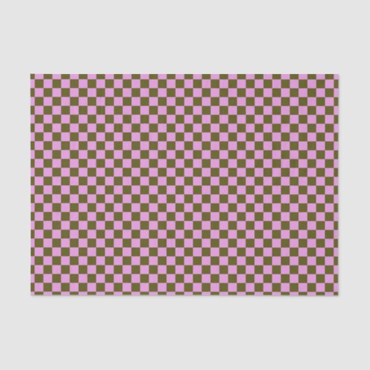 Cute Fun Modern Checkerboard Olive Lilac Geometric 薄葉紙 (正面)
