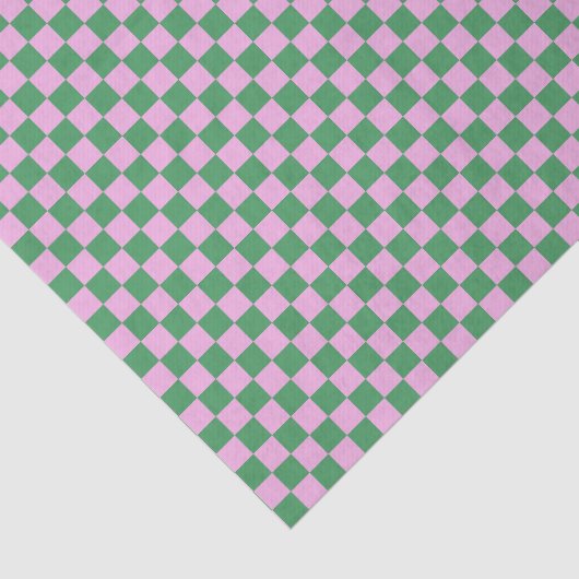 Cute Fun Modern Checkerboard Pink Green Geometric 薄葉紙 (詳細)