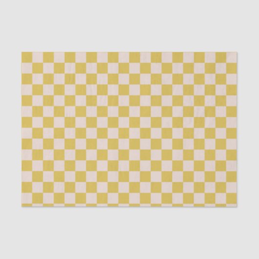 Cute Fun Modern Checkerboard Yellow Geometric 薄葉紙 (正面)