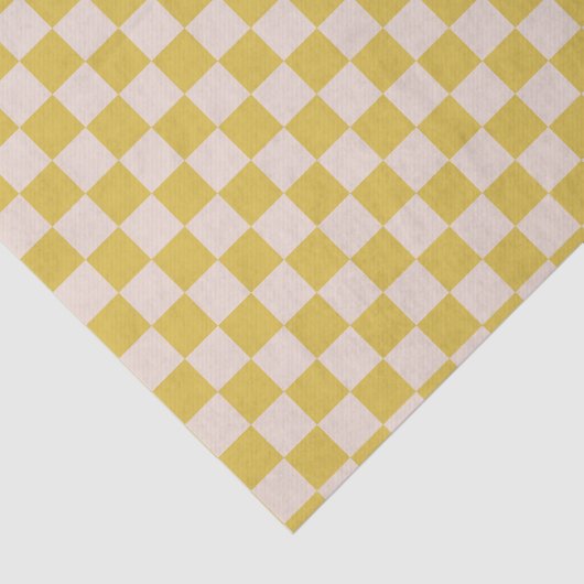 Cute Fun Modern Checkerboard Yellow Geometric 薄葉紙 (詳細)