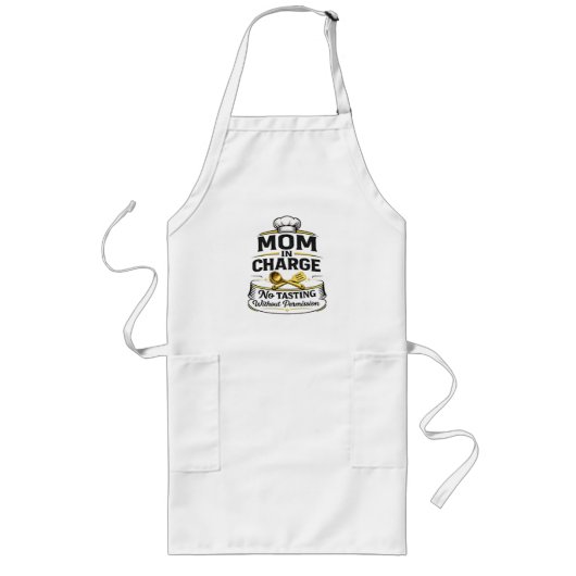 Cute Fun mom  Gift  Apron ロングエプロン (正面)