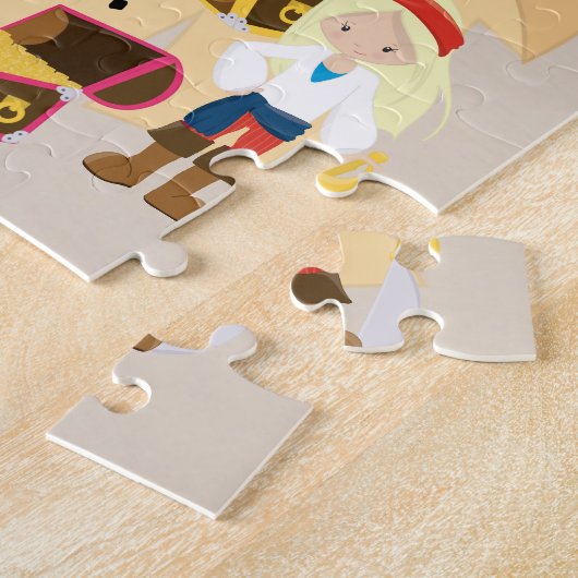 Cute Fun Personalized Pirate Treasure Map Photo ジグソーパズル (側面)