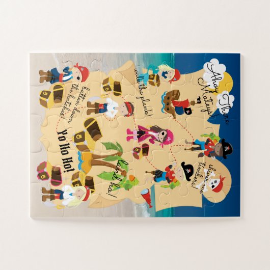 Cute Fun Personalized Pirate Treasure Map Photo ジグソーパズル (横)