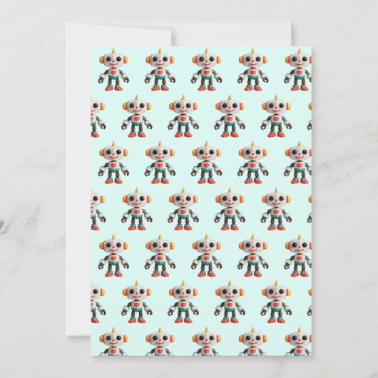 Cute Fun Robot Kid's Birthday 招待状 (裏面)