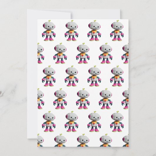 Cute Fun Robot Kid's Birthday 招待状 (裏面)