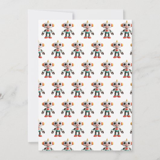 Cute Fun Robot Kid's Birthday 招待状 (裏面)