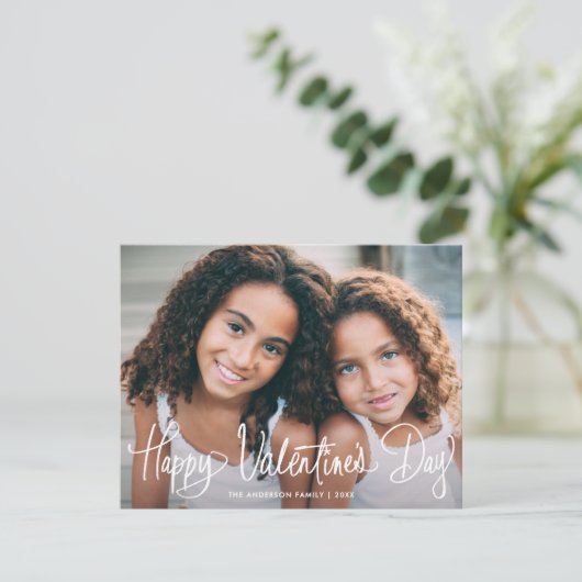 Cute Fun Script Happy Valentine's Day One Photo シーズンカード (スタンド正面)