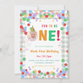 Cute Fun to Be One Photo  First Birthday 招待状 (正面)