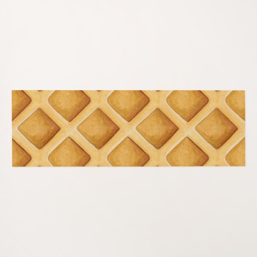 Cute Fun Waffle Pattern Monogram Yoga Mat ヨガマット (裏面(横))