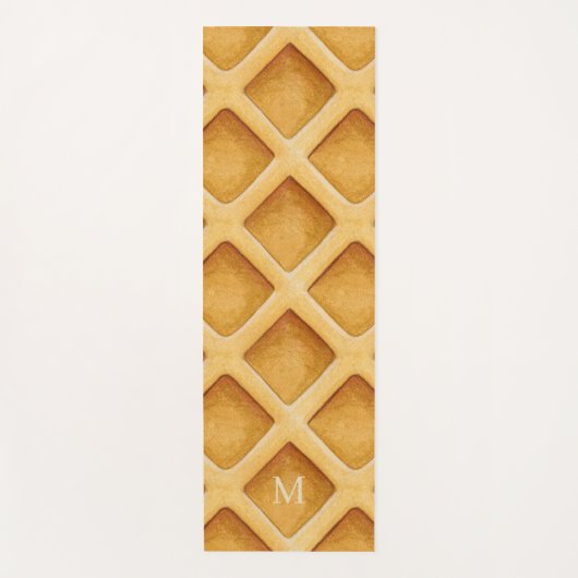Cute Fun Waffle Pattern Monogram Yoga Mat ヨガマット (正面)