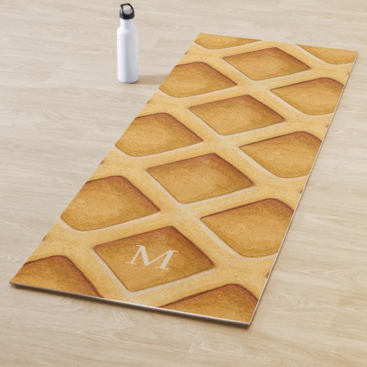 Cute Fun Waffle Pattern Monogram Yoga Mat ヨガマット (インサイチュ)