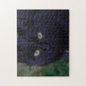 Cute Funky Black Cat Kitten Face ジグソーパズル (縦)