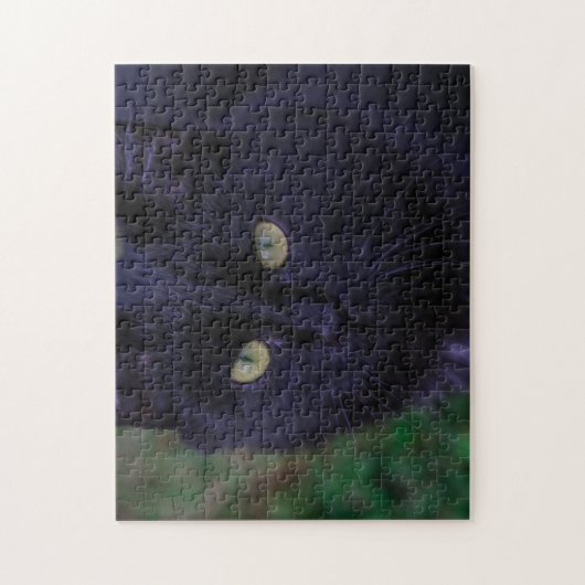 Cute Funky Black Cat Kitten Face  ジグソーパズル (縦)