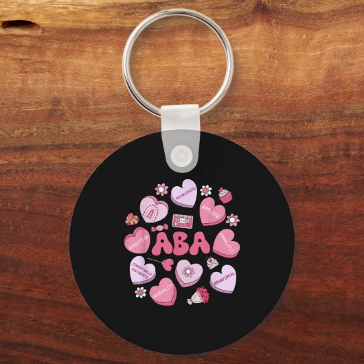 Cute Funny Aba Therapy Candy Heart Slp Behavior Va キーホルダー (正面)