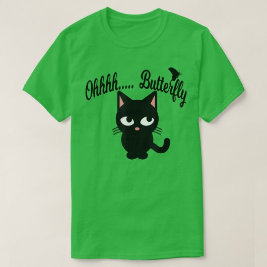 Cute Funny ADHD Cat Distracted By Butterfly T Shir Tシャツ (デザイン正面)