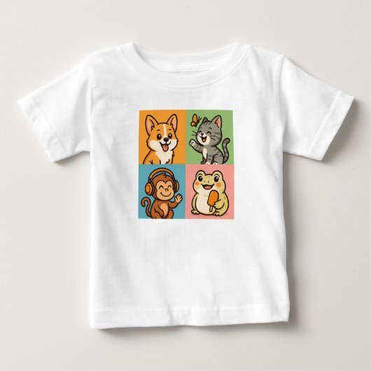 Cute funny Animals ベビーTシャツ (正面)