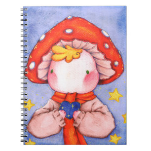 Cute funny baby mushroom Heart Watercolor drawing ノートブック