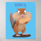 Cute funny big cheeks chipmunk cartoon  ポスター (正面)