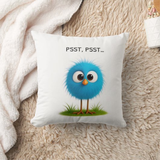 Cute Funny Bird Pillow PSST Design Gift for Home  クッション (ブランケット)