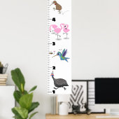 Cute funny birds cartoon growth chart ポスター (ホームオフィス)