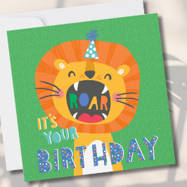 Cute Funny Birthday Lion kids カード