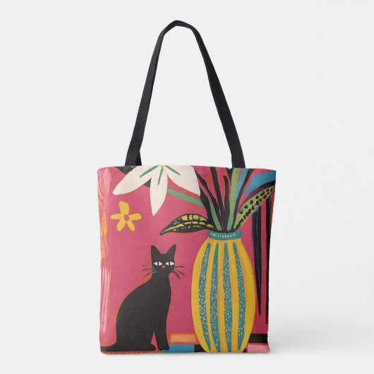 Cute Funny Black cat トートバッグ (裏面)