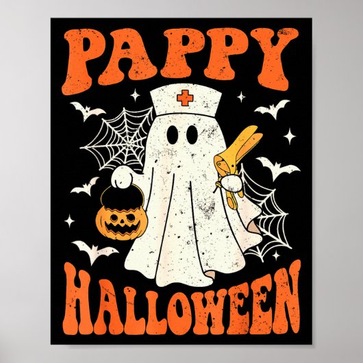 Cute Funny Boo Ghost Nurses Pappy Halloween Obgyn  ポスター (正面)