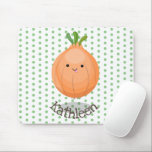 Cute funny brown onion cartoon illustration マウスパッド<br><div class="desc">An onion that will not make you cry! This cute little vegetable is done in happy cartoon illustration style.</div>