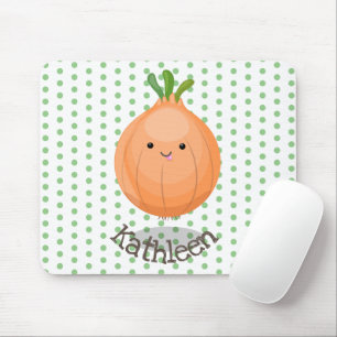 Cute funny brown onion cartoon illustration マウスパッド