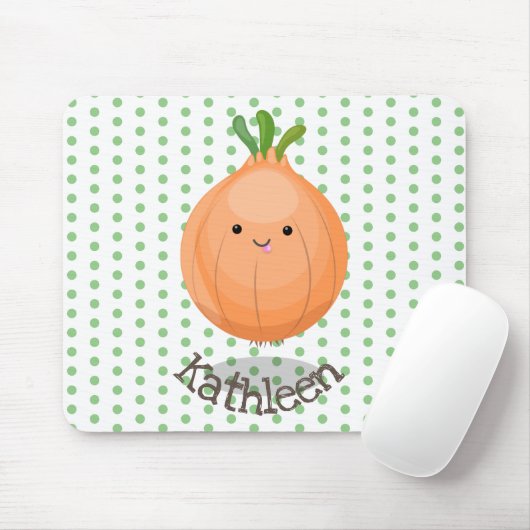 Cute funny brown onion cartoon illustration マウスパッド (マウス)