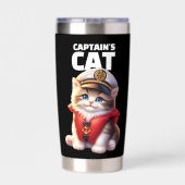 Cute Funny Captain's Cat in a Captain's Hat 保温保冷タンブラー (背面)